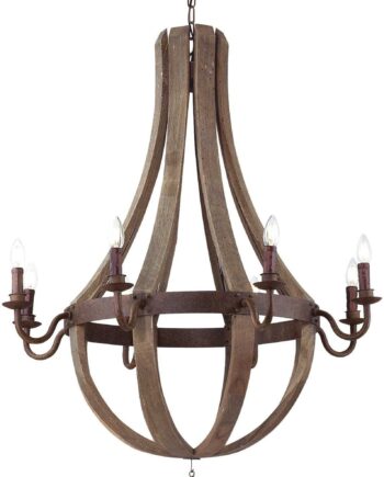 Pendel Lampe Ideal Lux Millennium ø92 Cm Natur Rust Metal Og Træ