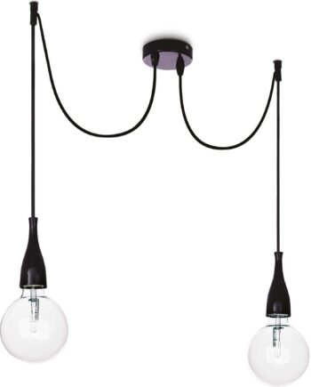 Pendel Lampe Ideal Lux Minimal Sort Justerbar Højde 60-150 Cm L160 Cm ø125 Mm