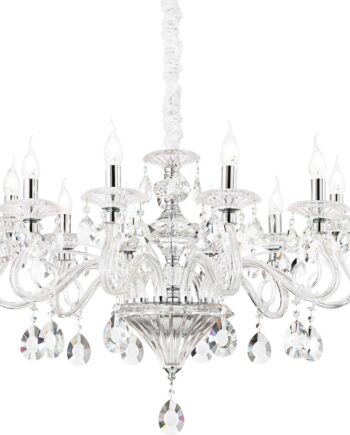 Pendel Lampe Ideal Lux Negresco Krystal ø85 Cm Glas Og Krom