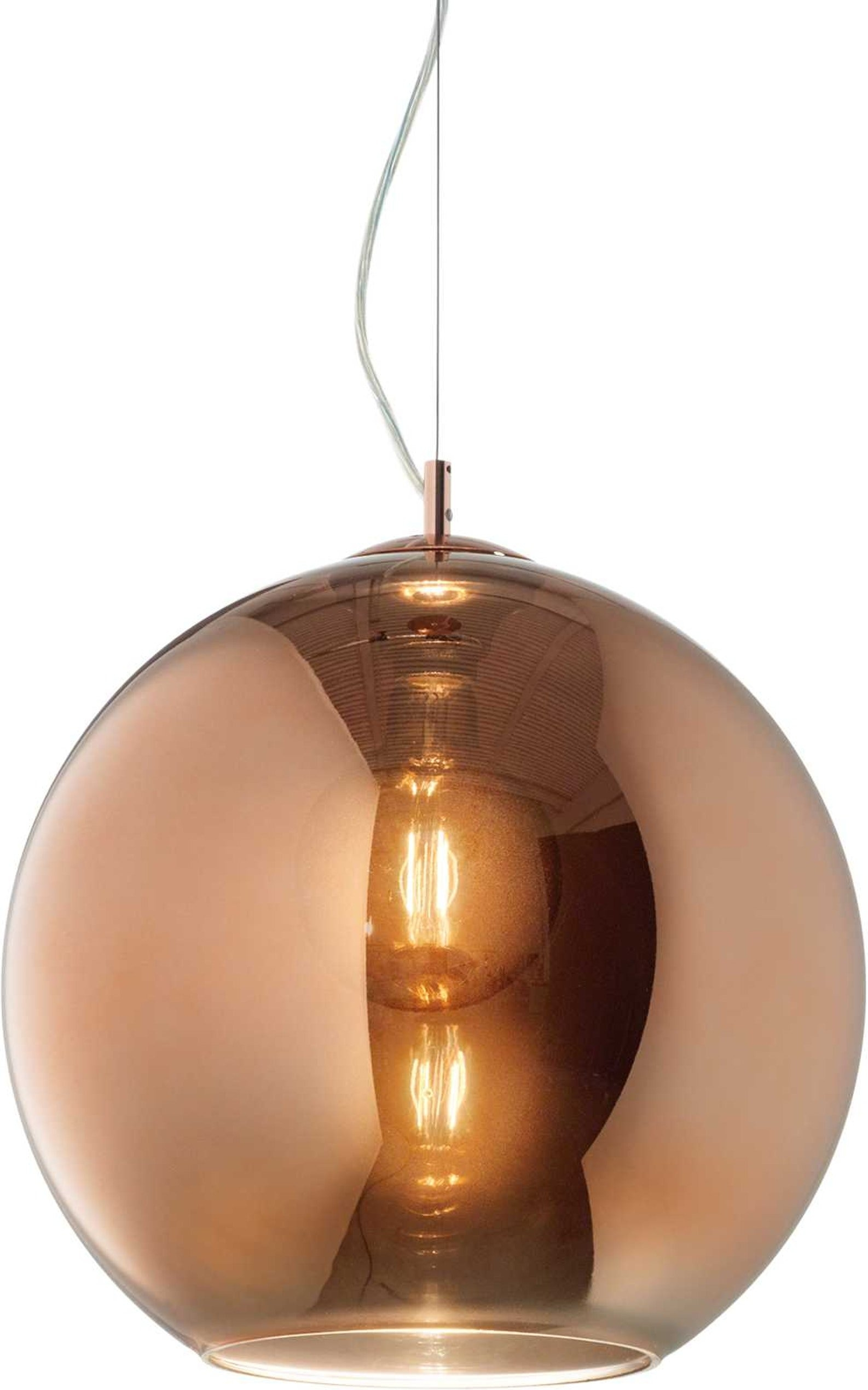 Pendel Lampe Ideal Lux Nemo ø400 Mm Kobber Metal Glas Justerbar Højde 43 252 Cm