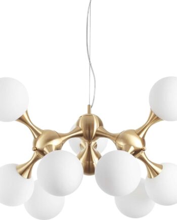 Pendel Lampe Ideal Lux Nodi Messing ø80 Cm   Justerbar Højde 60-262 Cm  9xe14 Metal Glas
