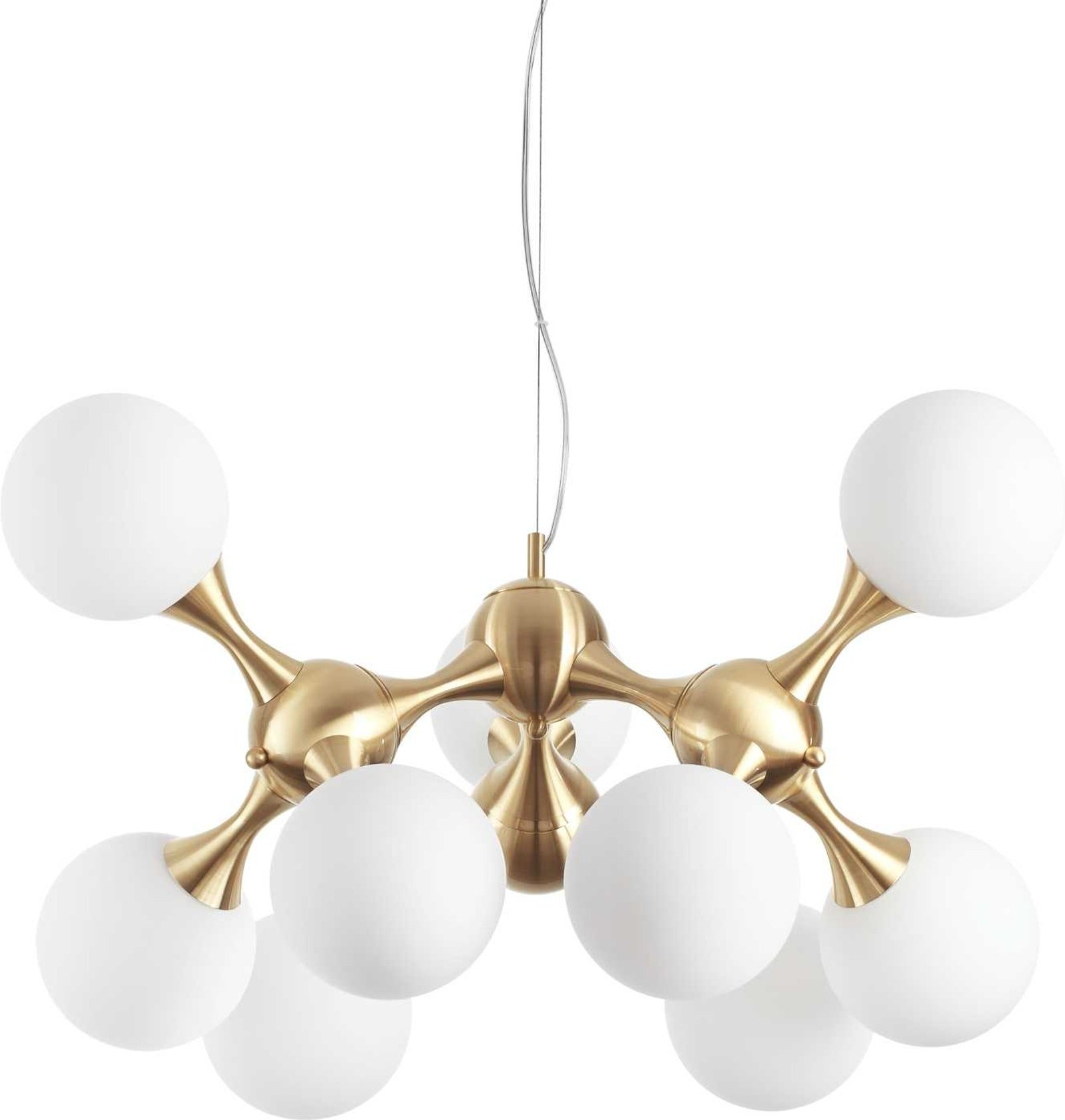 Pendel Lampe Ideal Lux Nodi Messing ø80 Cm Justerbar Højde 60-262 Cm 9xe14 Metal Glas