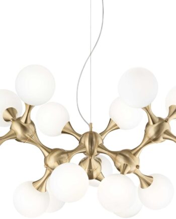 Pendel Lampe Ideal Lux Nodi ø105 Cm Justerbar Højde 60 277 Cm Messing Glas 15   E14