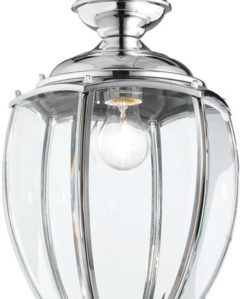 Pendel Lampe Ideal Lux Norma ø25 Cm Krom Metal Glas Højdejusterbar 76-162 Cm E27