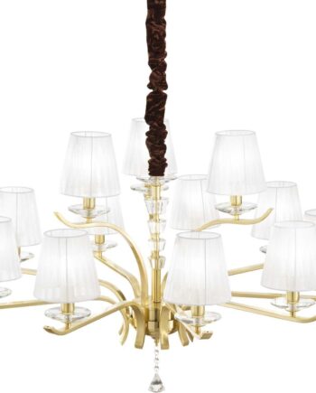 Pendel Lampe Ideal Lux Pegaso Messing ø102 Cm H75-160 Cm 12x E14 Indendørs Belysning