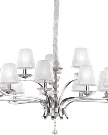 Pendel Lampe Ideal Lux Pegaso ø102 Cm Justerbar 75 160 Cm Krom Hvid