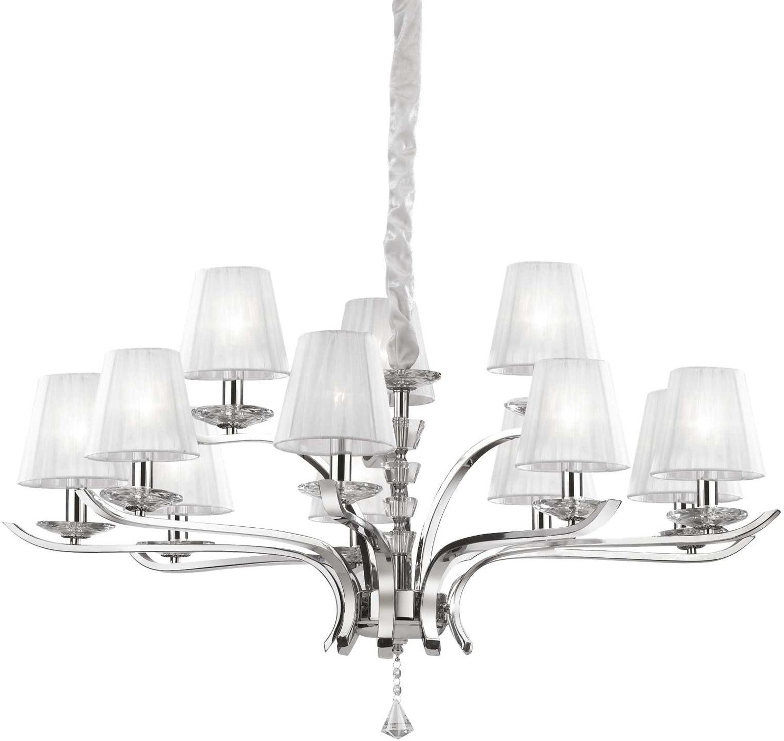 Pendel Lampe Ideal Lux Pegaso ø102 Cm Justerbar 75 160 Cm Krom Hvid