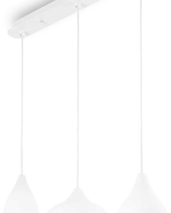 Pendel Lampe Ideal Lux Soft Hvid Metal Og Glas      E14  L600 Mm Justerbar H400-1130 Mm  ø120-200 Mm