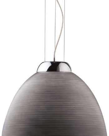 Pendel Lampe Ideal Lux Tolomeo ø40 Cm Grå Krom Glas Justérbar Højde 42-251 Cm