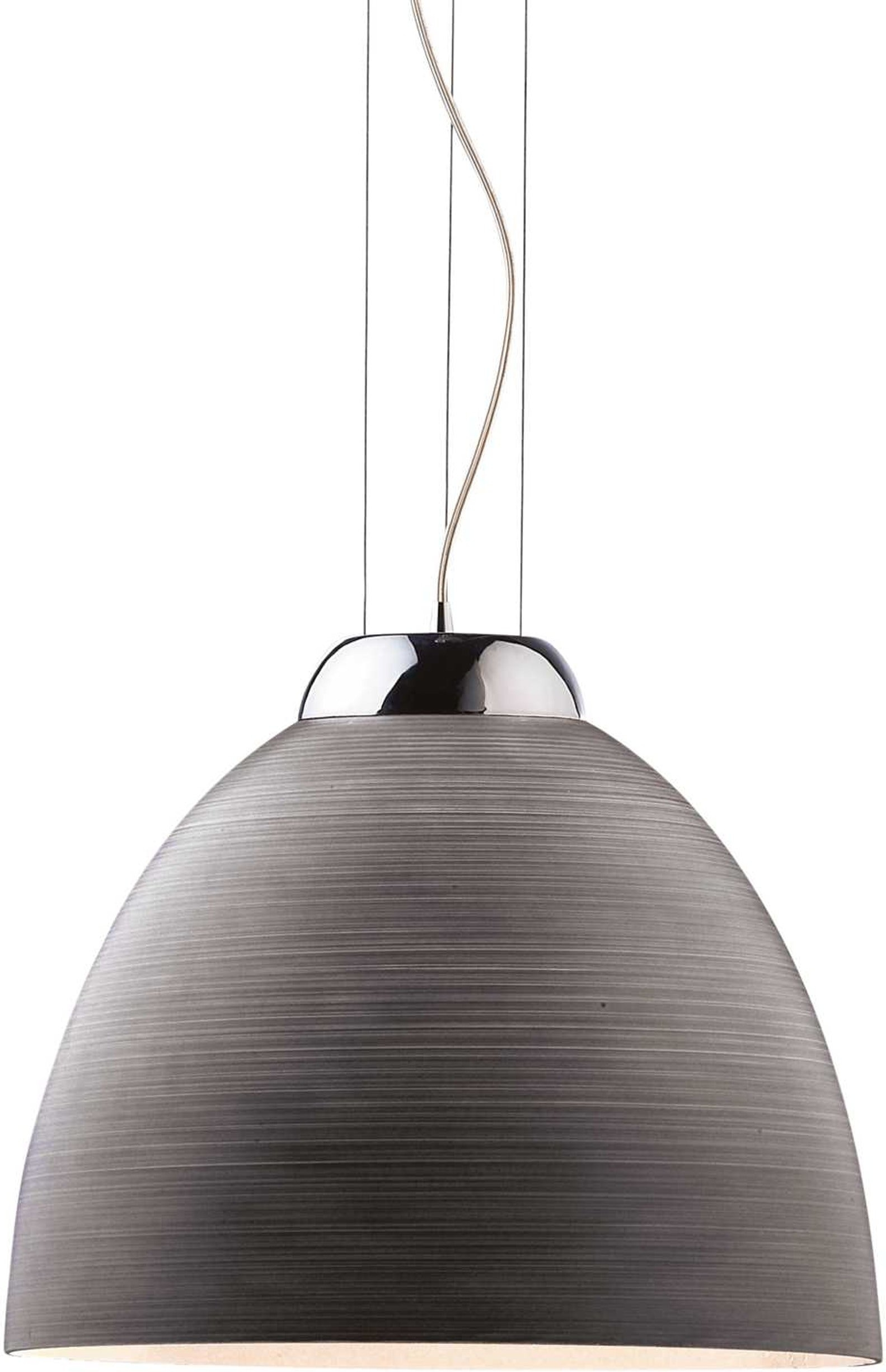 Pendel Lampe Ideal Lux Tolomeo ø40 Cm Grå Krom Glas Justérbar Højde 42-251 Cm
