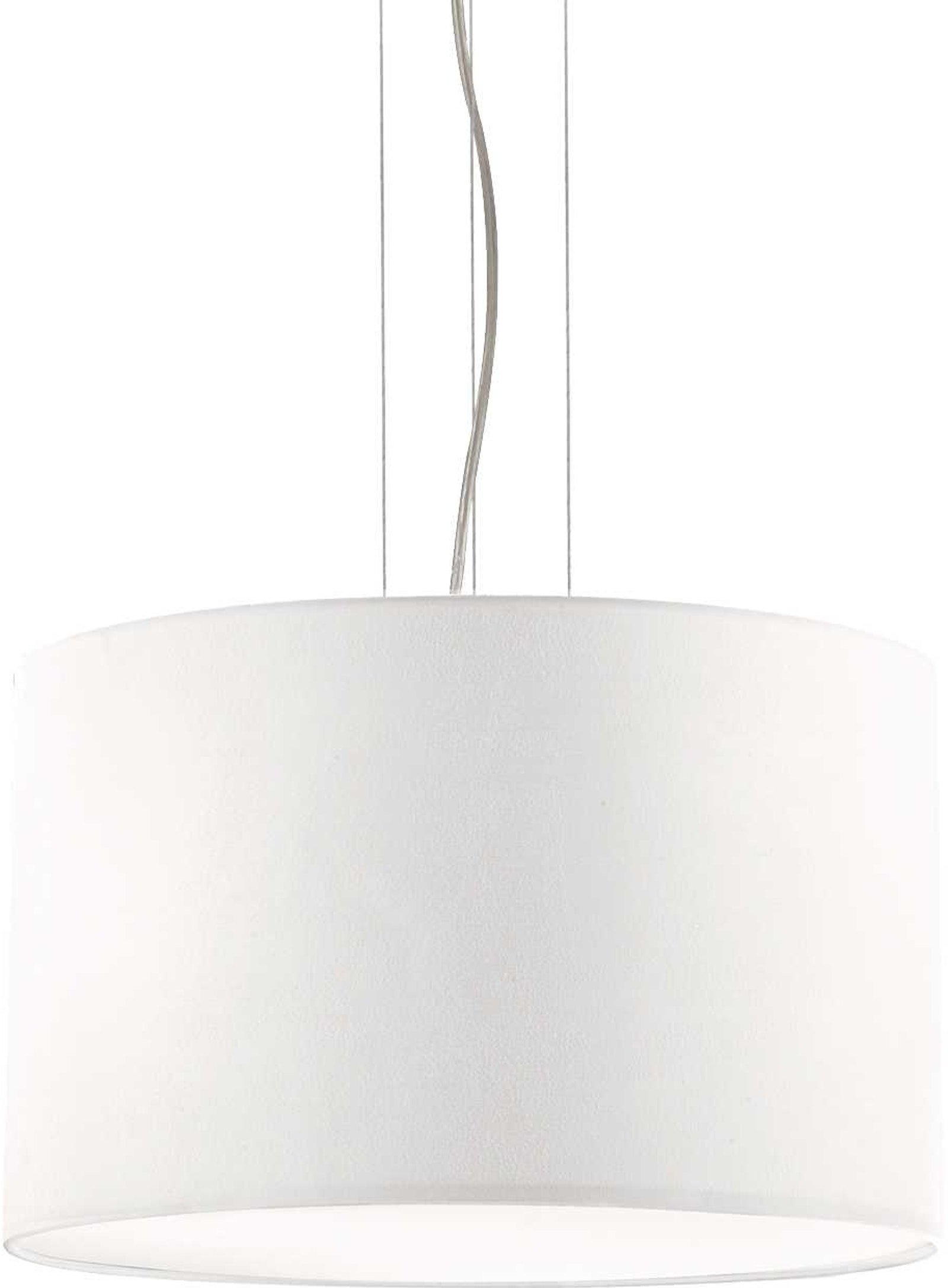 Pendel Lampe Ideal Lux Wheel ø42 Cm Hvid Krom Stofskærm Justerbar Højde 32 241 Cm