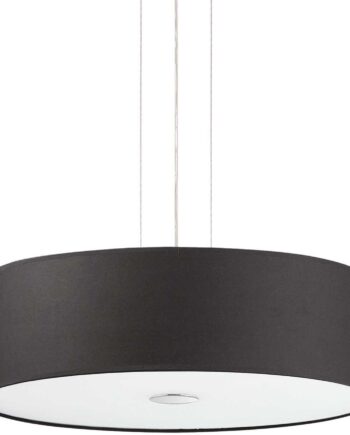 Pendel Lampe Ideal Lux Woody Hængelampe ø60 Cm Sort Krom Justerbar Højde 24 233 Cm