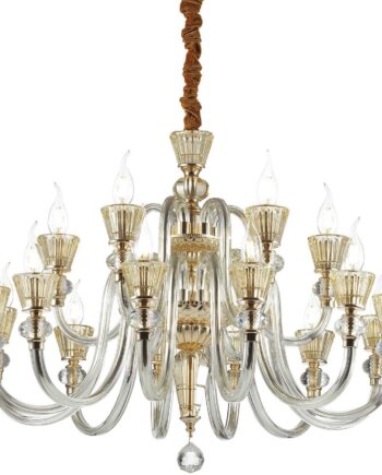 Pendel Lampe Strauss Ideal Lux  Glas   Guld  Rav  ø85 Cm  Justerbar Højde