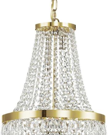 Pendel Loftlampe Ideal Lux Caesar Guld ø380 Mm Justerbar Højde 800-1700 Mm Metal Glas Krom 6x G9