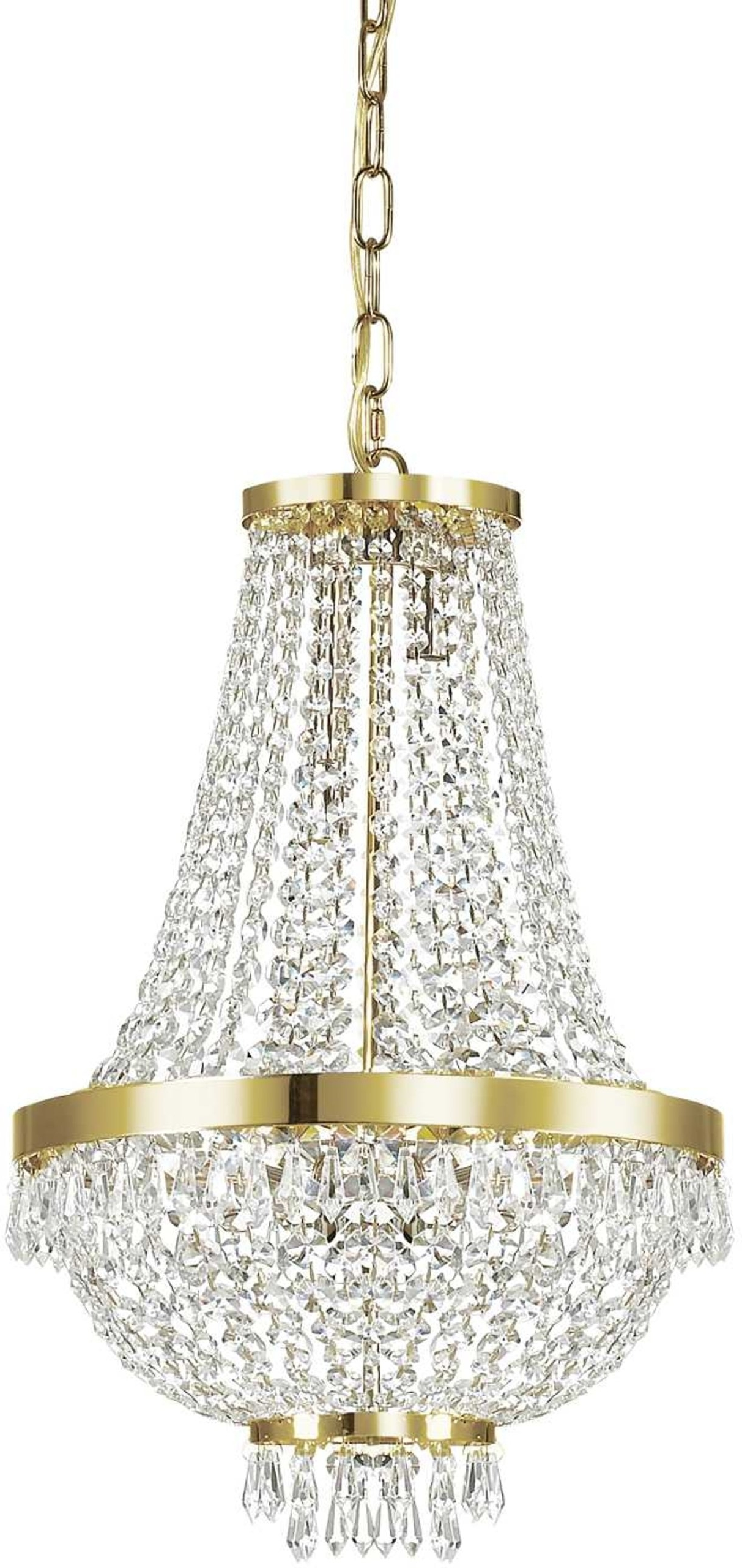 Pendel Loftlampe Ideal Lux Caesar Guld ø380 Mm Justerbar Højde 800-1700 Mm Metal Glas Krom 6x G9