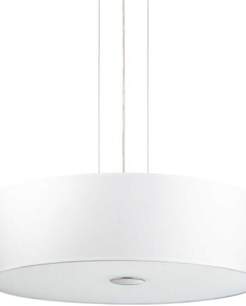 Pendel Loftlampe Ideal Lux Woody ø600 Mm H240-2330 Mm Hvid Krom