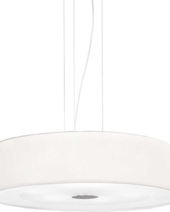 Pendel- Og Loftlampe Ideal Lux Hilton ø50 Cm Hvid Krom Justerbar Højde