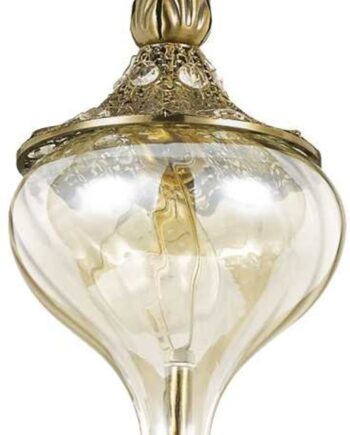 Pendelampe Ideal Lux Harem Antik Messing Og Krystalklare Glas ø165   H550-1030 Mm E27