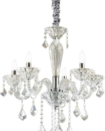 Pendelampe Ideal Lux Tiepolo ø56 Cm Justerbar Højde 75-135 Cm Glas Krom Med Krystalvedhæng