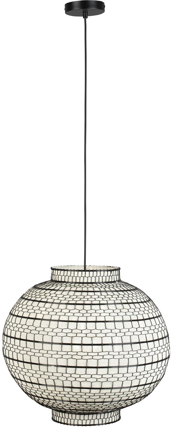 Pendellampe Dutchbone Ming Askegrå Jern Med Håndflettet Sort Gaze-skærm D50ã H170 Cm Ekstern Dæmper