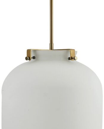 Pendellampe House Doctor Ball ø30   H35 Cm Mat Hvidt Glas Med Gulddetalje
