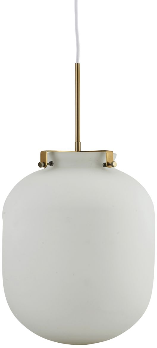 Pendellampe House Doctor Ball ø30 H35 Cm Mat Hvidt Glas Med Gulddetalje