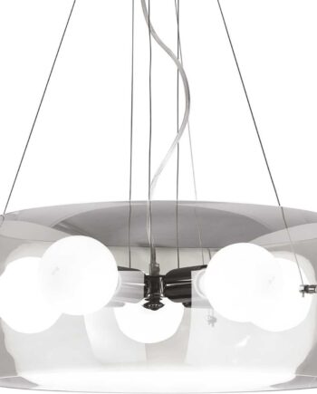 Pendellampe Ideal Lux Audi-10   Metal Med Røgfarvet Glas Og Krom ø48     H40-100 Cm