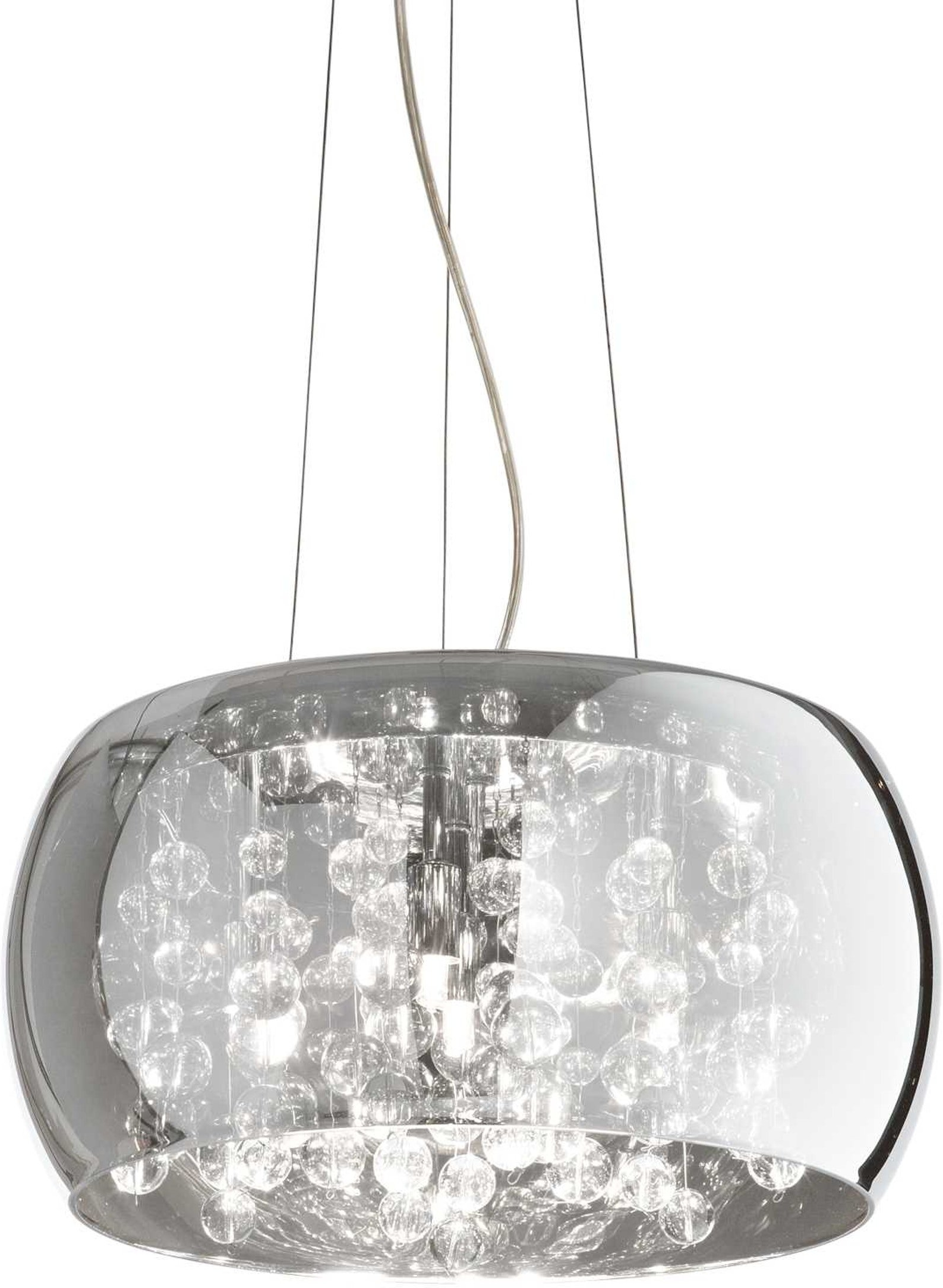 Pendellampe Ideal Lux Audi-80 Røg Krom ø400 Mm Højdejusterbar 260 2350 Mm