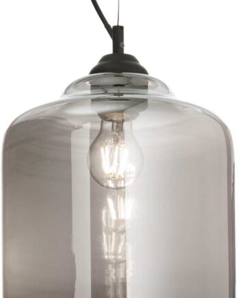 Pendellampe Ideal Lux Bistro ø240 Mm Justerbar Højde 400-2490 Mm Røg Sort Glas-metal