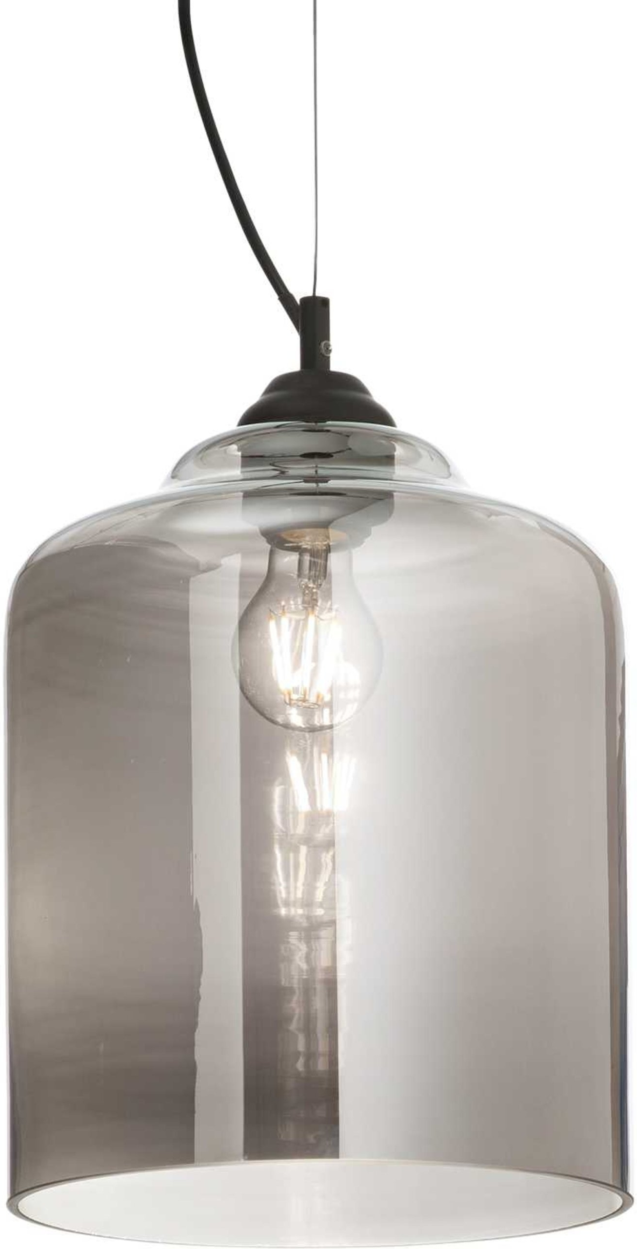 Pendellampe Ideal Lux Bistro ø240 Mm Justerbar Højde 400-2490 Mm Røg Sort Glas-metal