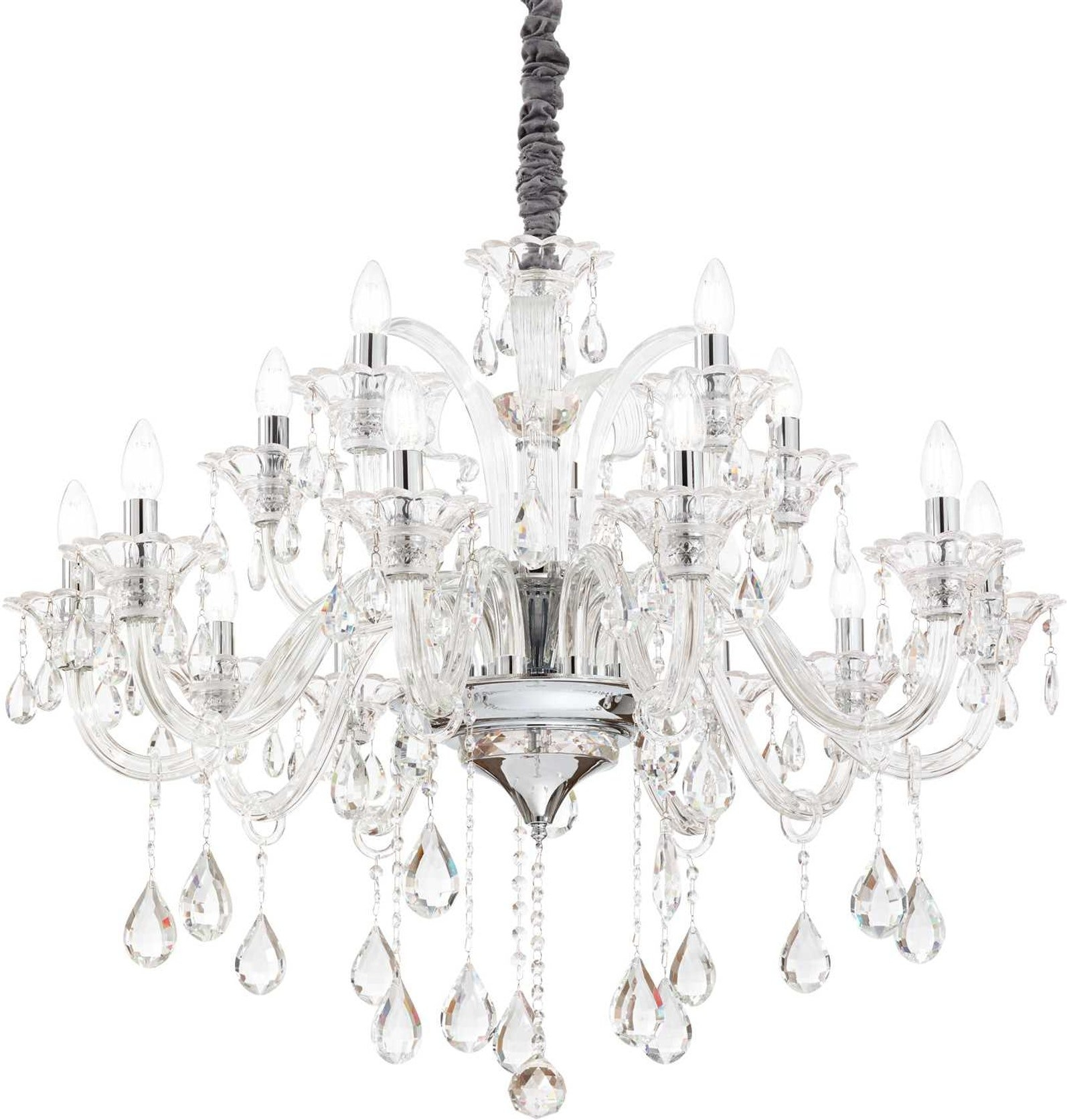 Pendellampe Ideal Lux Colossal ø95 Cm Justerbar 90 265 Cm Gennemsigtig Krom 15xe14