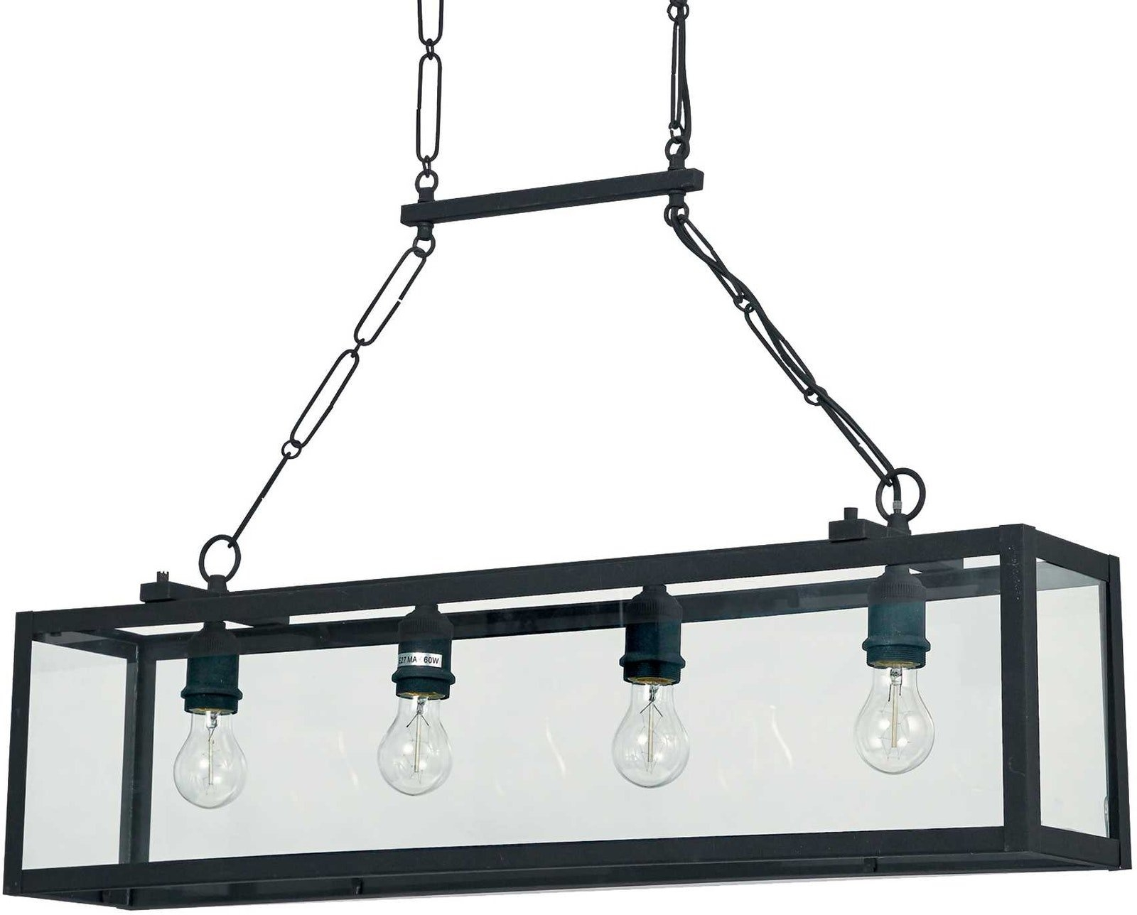 Pendellampe Ideal Lux Igor L915xh835-1650 Matsort Metal Glasskærm 4xe27