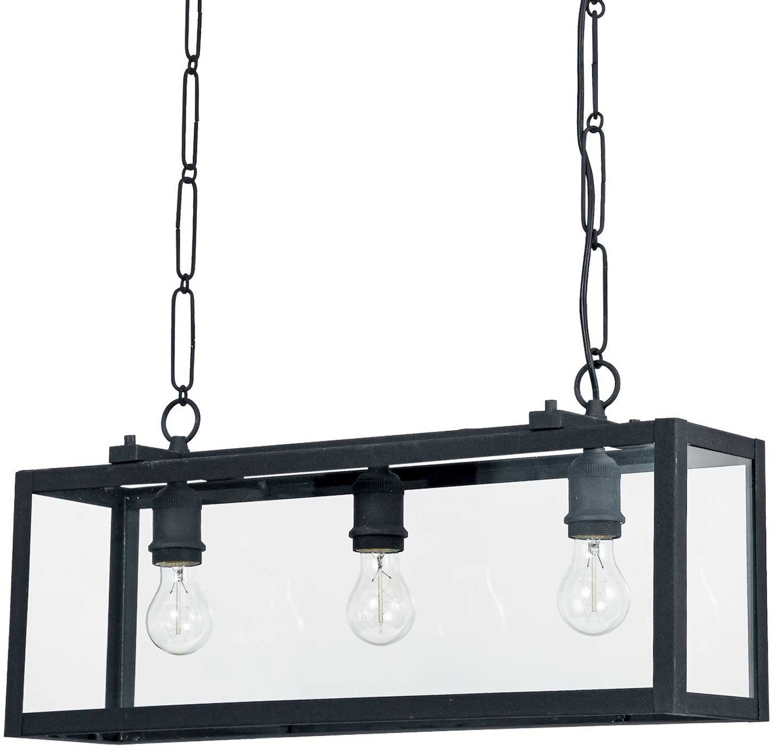 Pendellampe Ideal Lux Igor Matsort Metal Med Klar Glas Justérbar Højde 43-134 Cm