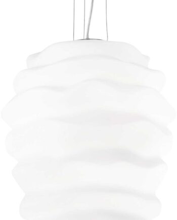Pendellampe Ideal Lux Karma ø38 Cm Justerbar Højde 46-240 Cm Hvid Krom Glas Hængelampe
