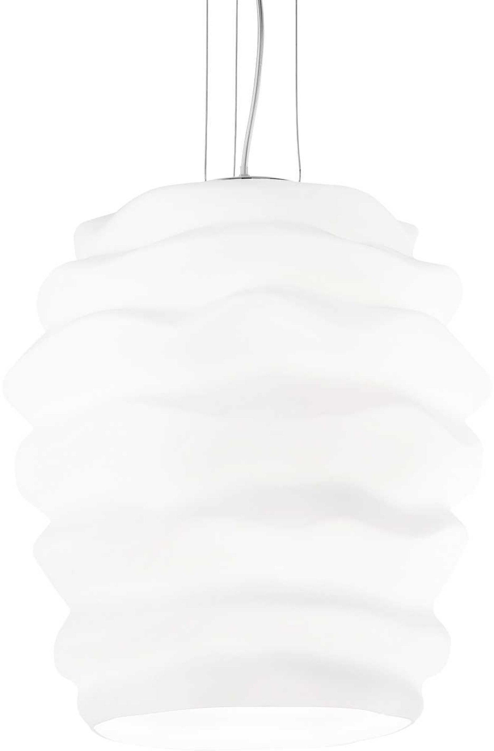Pendellampe Ideal Lux Karma ø38 Cm Justerbar Højde 46-240 Cm Hvid Krom Glas Hængelampe