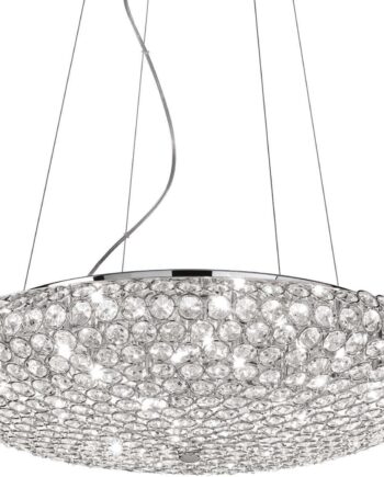 Pendellampe Ideal Lux King   Krom Og Krystal ø650 Mm Justerbar Højde 400 1200 Mm