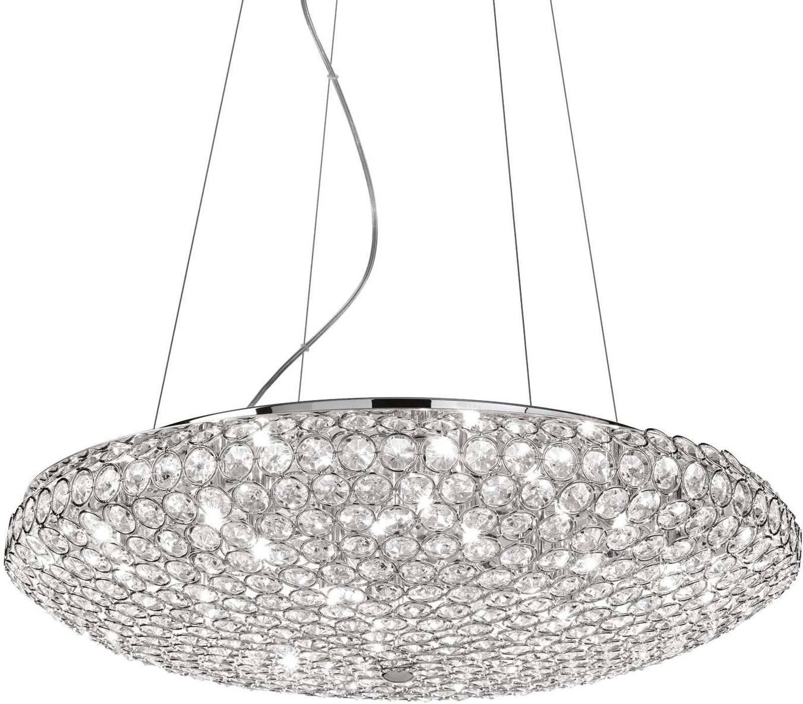 Pendellampe Ideal Lux King Krom Og Krystal ø650 Mm Justerbar Højde 400 1200 Mm