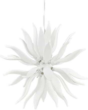 Pendellampe Ideal Lux Leaves ø80 Cm Justerbar Lofthøjde Hvid Metal Glas