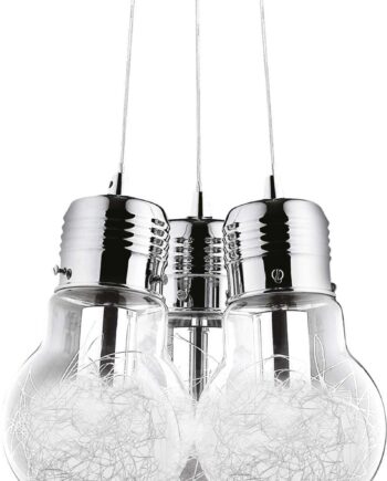 Pendellampe Ideal Lux Luce Max ø32 Cm Justerbar Højde 30-120 Cm Transparent Glas Krom