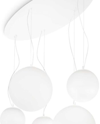 Pendellampe Ideal Lux Mapa Bianco   Opalhvidt Glas Med   E27-fatninger  Justerbar Højde 35-110 Cm  105ã 54 Cm