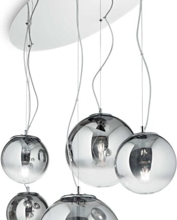 Pendellampe Ideal Lux Mapa Fade  -armet Krom Og Glas Justerbar Højde 350 1100 Mm