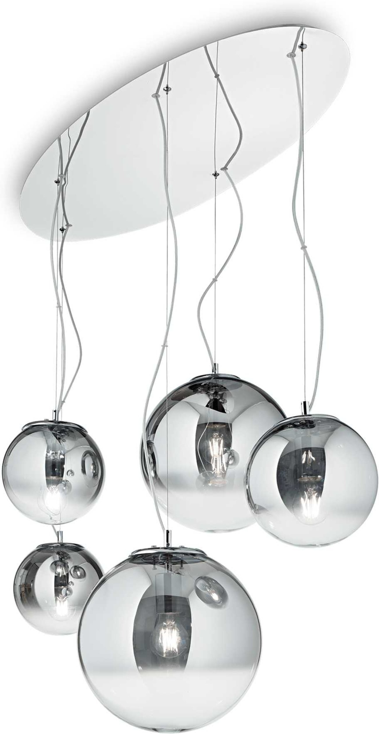 Pendellampe Ideal Lux Mapa Fade -armet Krom Og Glas Justerbar Højde 350 1100 Mm