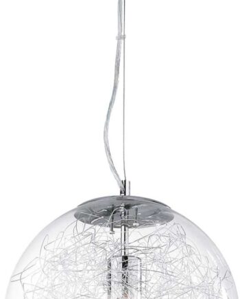 Pendellampe Ideal Lux Mapa Max ø40 Cm Krom Klarglasdiffusor Justerbar Højde 46 255 Cm