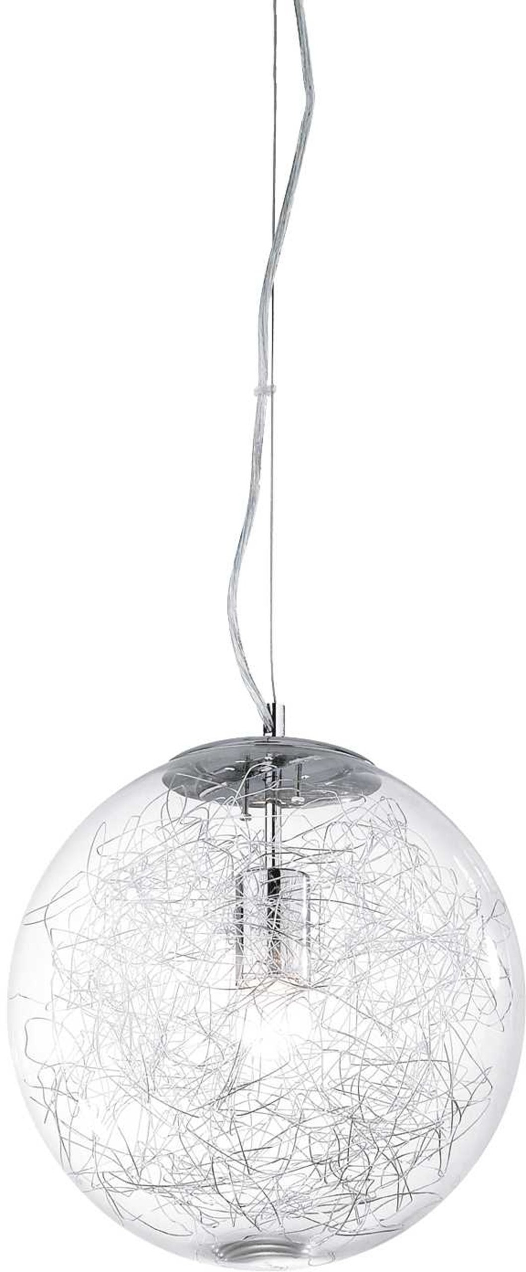 Pendellampe Ideal Lux Mapa Max ø40 Cm Krom Klarglasdiffusor Justerbar Højde 46 255 Cm