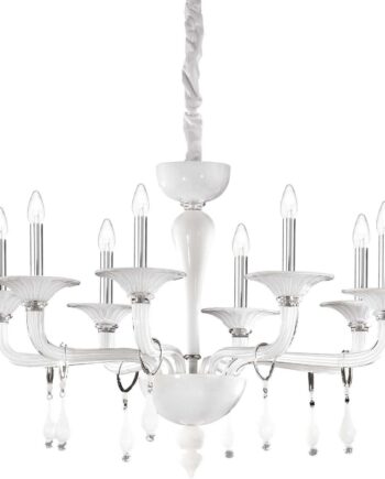 Pendellampe Ideal Lux Miramare ø95 Cm Justerbar Højde Håndblæst Glas Lysekrone