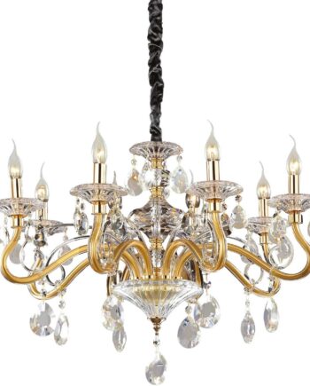 Pendellampe Ideal Lux Negresco ø73   Cm Justerbar 80 155 Cm Krystal Glas Guld