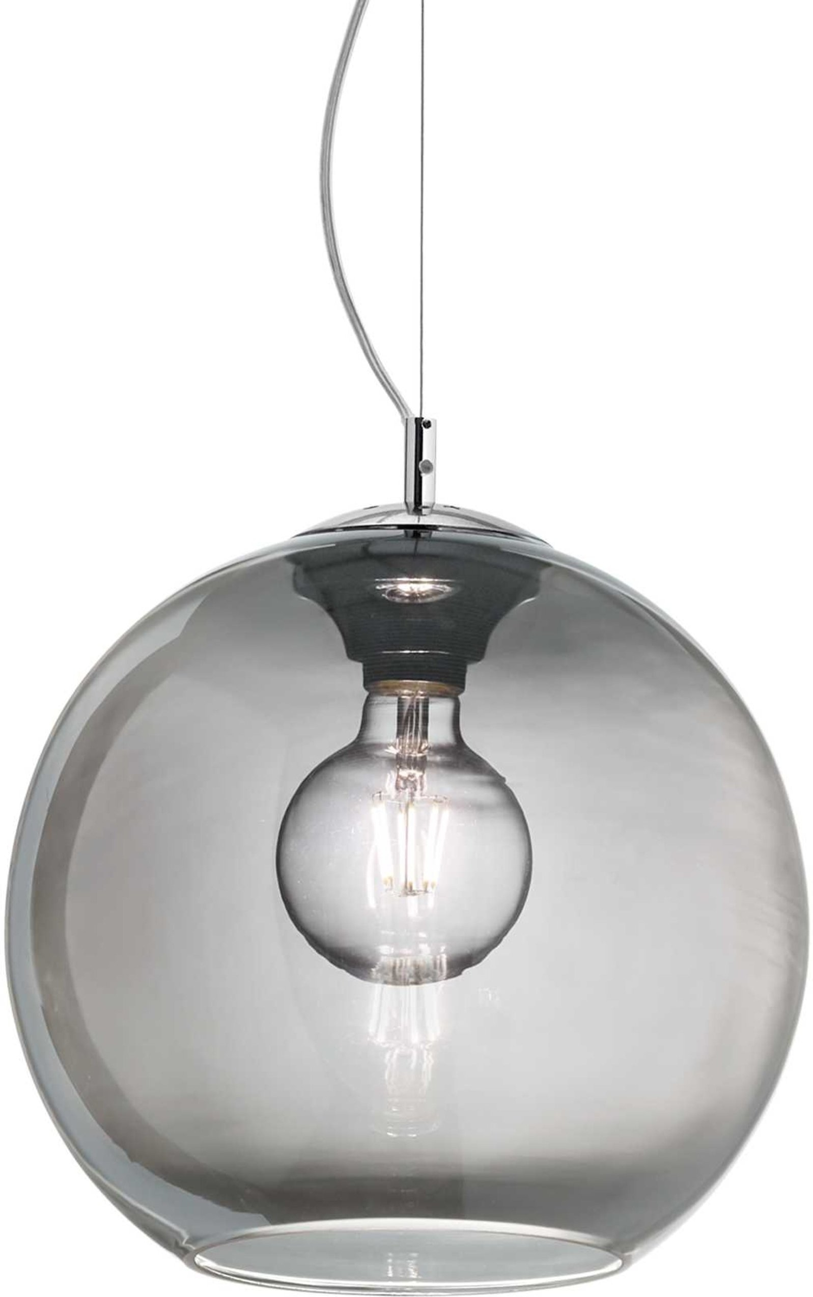 Pendellampe Ideal Lux Nemo ø400 Mm Røg Krom Glas Højdejusterbar 430-2520 Mm
