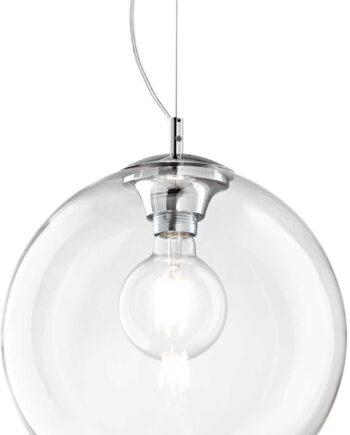 Pendellampe Ideal Lux Nemo ø400   H430-2520 Mm Gennemsigtig Krom Loftslampe   Metal Og Glas