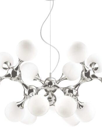 Pendellampe Ideal Lux Nodi ø105 Cm Justerbar 68-277 Cm 15ã E14 Hvid Krom Metal Glas