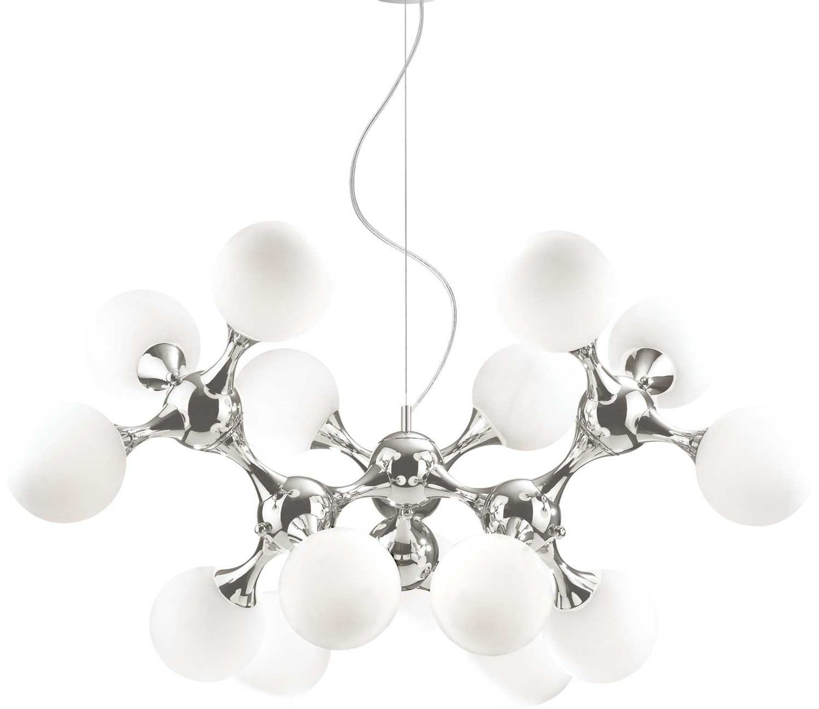 Pendellampe Ideal Lux Nodi ø105 Cm Justerbar 68-277 Cm 15ã E14 Hvid Krom Metal Glas